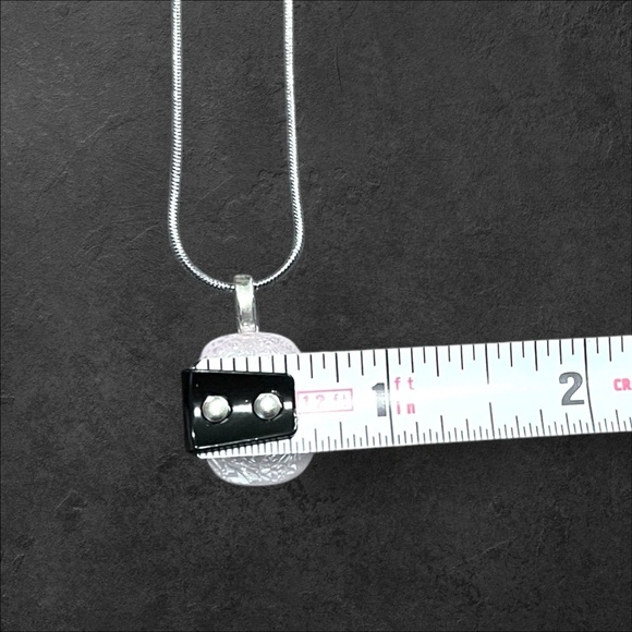 Handmade Glittery Glass Pendant 18” Stainless Steel Necklace - Picture 5 of 15